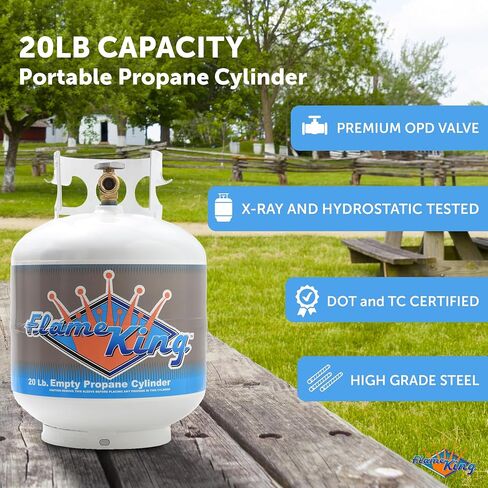 Flame King YSN-201 20-Pound Steel Propane Tank Cylinder with Type 1 OPD Valve, White in Saudi Arabia
