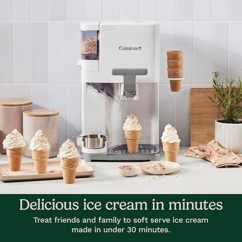 Cuisinart Ice Cream Maker Machine, 1.5 Quart Mix It In Soft Serve, Yogurt, Sorbet, Sherbet Maker, White, ICE-45P1 in Saudi Arabia
