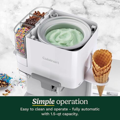 Cuisinart Ice Cream Maker Machine, 1.5 Quart Mix It In Soft Serve, Yogurt, Sorbet, Sherbet Maker, White, ICE-45P1 in Saudi Arabia