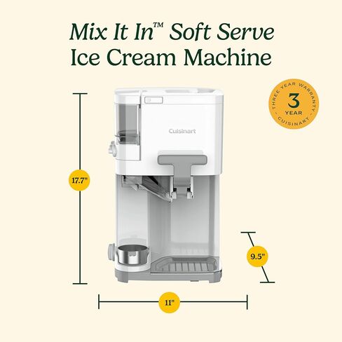 Cuisinart Ice Cream Maker Machine, 1.5 Quart Mix It In Soft Serve, Yogurt, Sorbet, Sherbet Maker, White, ICE-45P1 in Saudi Arabia