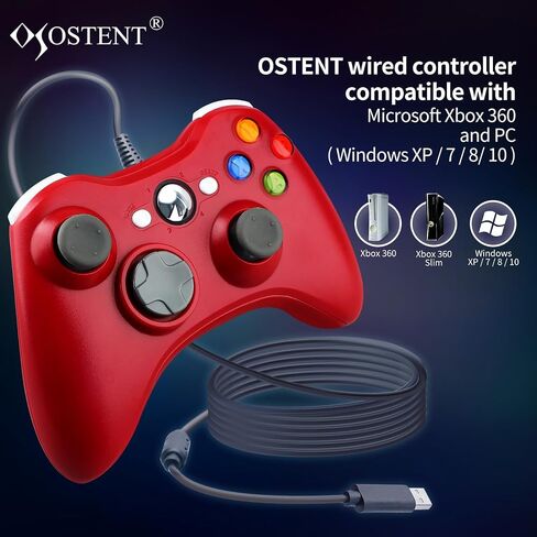 OSTENT Wired Controller Gamepad for Microsoft Xbox 360 Console PC Computer Video Game Color Black in Saudi Arabia