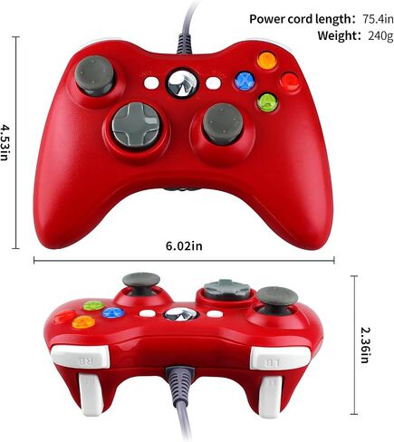 OSTENT Wired Controller Gamepad for Microsoft Xbox 360 Console PC Computer Video Game Color Black in Saudi Arabia