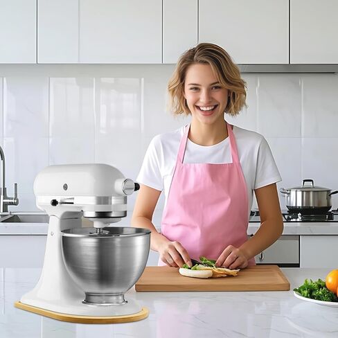 Bamboo Mixer Slider Compatible with Kitchen aid Bowl Lift 5-8 Qt Stand Mixer - Kitchen Countertop Storage Mover Sliding Caddy for Kitchen Aid 5-8 Qt Mixer, Mixer Appliance Moving Tray in Saudi Arabia