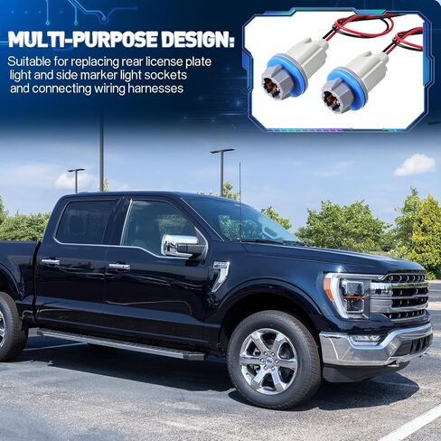 2 Pcs Rear License Plate Light Lamp Bulb Socket Connector Wiring Pigtail Harness Kit Fit for F-150 2004-2021 Ranger 1998-2011 Explorer 2006-2010 F81Z-13411-AA AL8Z-13411-B in Saudi Arabia