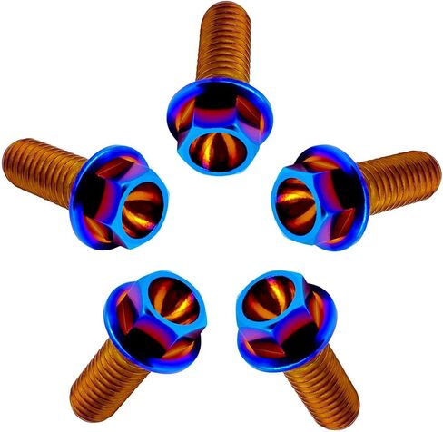 Rison Titanium Bolts Titanium Flanged Hex Head Bolt M10x1.25x20mm 6AL4V Aerospace Grade Ti Bolt Black Titanium Bolt for Motorcycle Car Modification Pack of 5 in Saudi Arabia