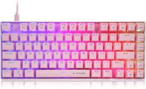 HUO JI Z-88 PRO RGB Mechanical Gaming Keyboard, Blue Switch, LED Backlit, Water Resistant, E-Yooso 60% Compact 81 Keys Anti-Ghosting for Mac, PC, Black in Saudi Arabia