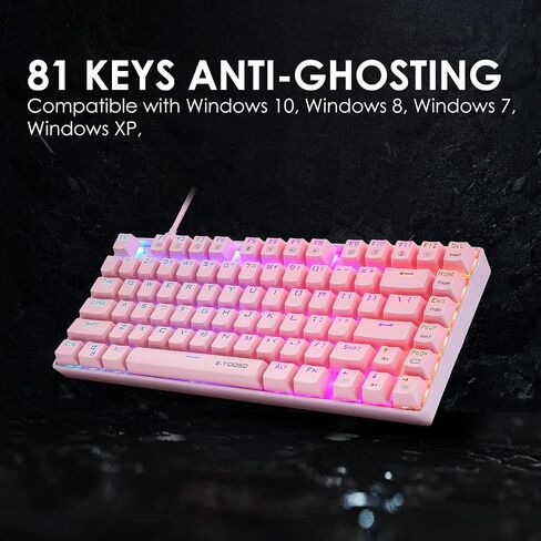 HUO JI Z-88 PRO RGB Mechanical Gaming Keyboard, Blue Switch, LED Backlit, Water Resistant, E-Yooso 60% Compact 81 Keys Anti-Ghosting for Mac, PC, Black in Saudi Arabia