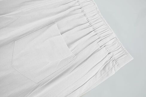 Ryannology Men's Casual Linen Pants Elastic Waist Slim Fit Beach Yoga Business Lightweight Cotton Trousers Pants with Pockets in Kuwait