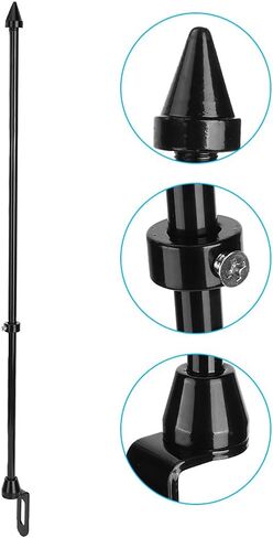 Universal Motorcycle Auto Flagpole, Stainless Steel Rear Seat Luggage Rack Mount Flag Pole Accessory Motorcycle Flagpole Luggage Rack Pole (Black) in Saudi Arabia