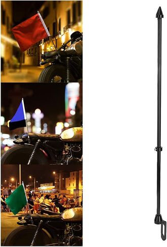 Universal Motorcycle Auto Flagpole, Stainless Steel Rear Seat Luggage Rack Mount Flag Pole Accessory Motorcycle Flagpole Luggage Rack Pole (Black) in Saudi Arabia