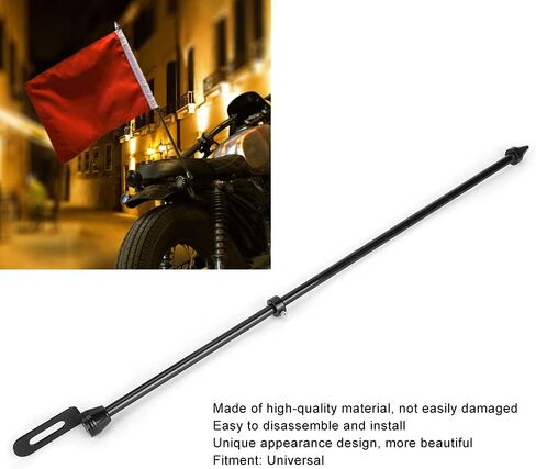 Universal Motorcycle Auto Flagpole, Stainless Steel Rear Seat Luggage Rack Mount Flag Pole Accessory Motorcycle Flagpole Luggage Rack Pole (Black) in Saudi Arabia