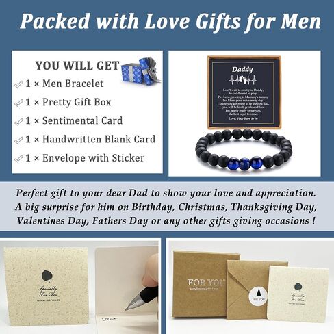 Fathers Day Gifts for Dad Stepdad Father in Law Mens Bracelet Birthday Gifts for Dad Tiger Eye Beaded Bracelet Presents for Men Daddy Fathers Day Xmas Jewelry Stocking Stuffers in Saudi Arabia