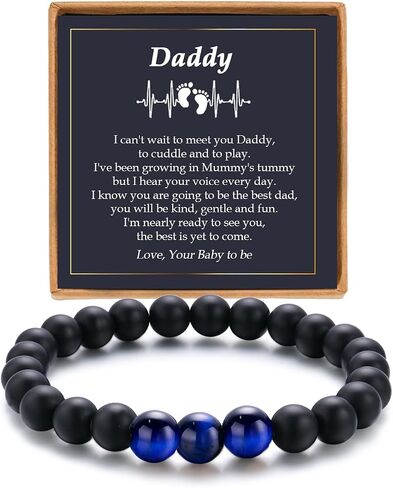 Fathers Day Gifts for Dad Stepdad Father in Law Mens Bracelet Birthday Gifts for Dad Tiger Eye Beaded Bracelet Presents for Men Daddy Fathers Day Xmas Jewelry Stocking Stuffers in Saudi Arabia