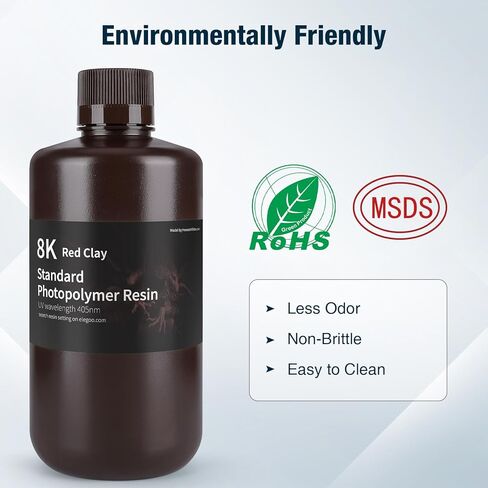 ELEGOO Standard LCD 3D Printer Resin, Fast UV-Curing 3D 405nm UV Resin Photopolymer Resin for High Precision Rapid LCD 3D Printing Black 1000G in Kuwait