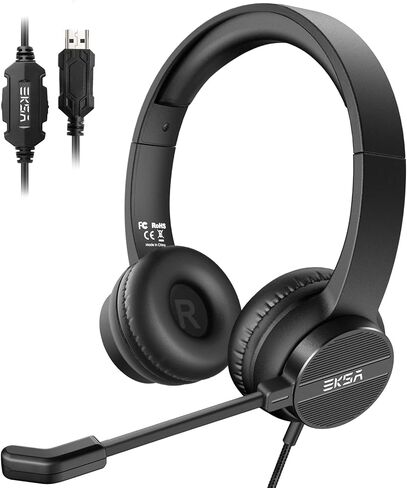 EKSA Headset with Microphone for PC, Computer Headphones with Noise Cancelling Microphone, Over-Ear All Day Comfortable, Immersive Sound 3.5mm Wired Gaming Headset for Laptop/Xbox/Switch/PS4/PS5 in Kuwait