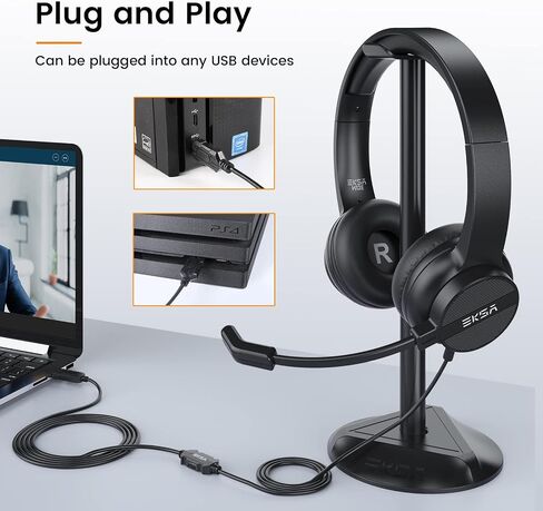 EKSA Headset with Microphone for PC, Computer Headphones with Noise Cancelling Microphone, Over-Ear All Day Comfortable, Immersive Sound 3.5mm Wired Gaming Headset for Laptop/Xbox/Switch/PS4/PS5 in Kuwait