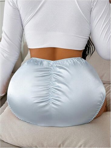 Verdusa Women's Plus Size Bowknot Ruffle Satin Banty Banty High Weist Bourds in Saudi Arabia