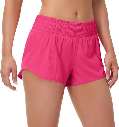 MCEDAR Women's High Waisted Athletic Running Shorts with Mesh Liner Zipper Pocket Quick-Dry Workout Shorts for Training, Gym in Kuwait