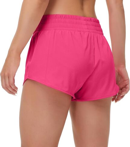 MCEDAR Women's High Waisted Athletic Running Shorts with Mesh Liner Zipper Pocket Quick-Dry Workout Shorts for Training, Gym in Kuwait