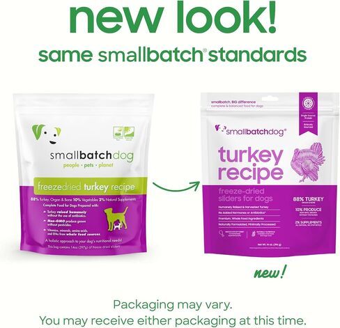 Smallbatch Pets نظام غذائي خام ممتاز مجفف بالتجميد للكلاب، 25 أونصة، وصفة دجاج، حقيبة كبيرة، صنع في الولايات المتحدة الأمريكية، منتجات عضوية، لحم مرفوع بطريقة إنسانية، فطائر مرطّبة ومفيدة، صحية وصحية in Kuwait