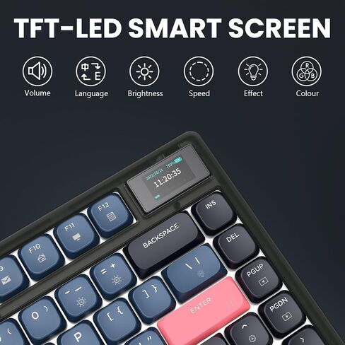 A.JAZZ AK832 Wireless Mechanical Gaming Keyboard 75% Low Profile Gasket with 2.4Ghz/Bluetooth 5.0/Type-c Wired Coiled Cable White Backlight NKRO TKL for Win Mac Gamer Typist (Star Night/Red Switch) in Kuwait
