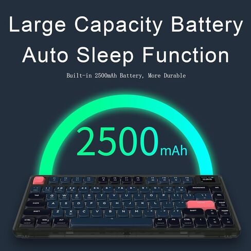 A.JAZZ AK832 Wireless Mechanical Gaming Keyboard 75% Low Profile Gasket with 2.4Ghz/Bluetooth 5.0/Type-c Wired Coiled Cable White Backlight NKRO TKL for Win Mac Gamer Typist (Star Night/Red Switch) in Kuwait