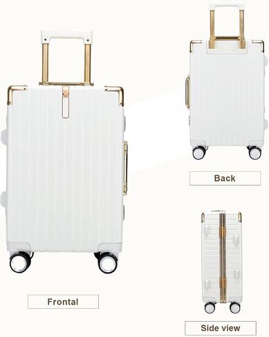 yyw aluminium frame pc-polycarbonate carcase on oncase ، أمتعة مقصورة خفيفة الوزن ، قذيفة صلبة للكمبيوتر الشخصي ، معتمدة من شركات الطيران ، قفل tsa ، عجلات هادئة (أبيض ، مقصورة 20 بوصة) in Saudi Arabia