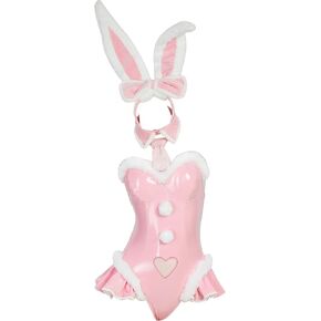 نساء أرنب Cosplay Costume Bunny Girl Pink Cutout Phemsuit Anime Cosplay Bodysuit مع عقال وذيل