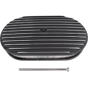 15" Oval Full Finned Black Aluminum Air Cleaner Filter Replacement for SBC BBC 265 283 305 307 327 350 360 361 383 400 413