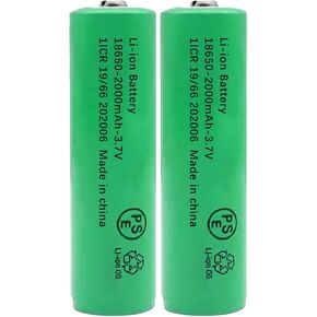 18650 Battery,2 Packs 3.7V 18650 Button Top Battery 18650 Rechargeable Batteries for Headlamp, LED Flashlight, Electronic Devices etc (Green)
