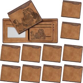 12 Pcs Men's Wallet Dad Leather Custom Wallets Fold PU Leather Wallet Father's Day Custom Gifts for Groomsmen Uncle Husband Birthday Anniversary