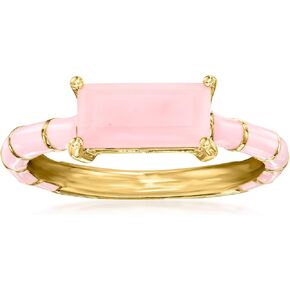 Ross-Simons Pink Opal and Pink Enamel Ring in 18kt Gold Over Sterling