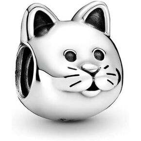 Kitty-Cat Charm 925 Sterling Silver Pendant,Jewelry Beads Gifts for Women Bracelet&Necklace A0150