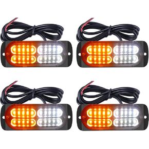 4 Packs LED Emergency Strobe Lights-20 LEDs Warning Light for Cars Trucks Vehicle SUV Caution Hazard Construction Waterproof Amber Strobe Bar with 18 Different Flashing