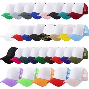 30 Pack Adult Sublimation Trucker Caps Bulk DIY Printing Baseball Hat Mesh Trucker Hat for Men Women Summer