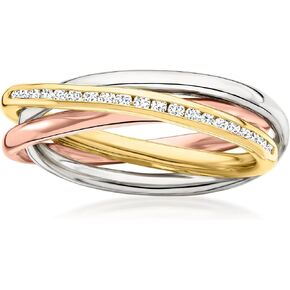 Ross-Simons 0.20 ct. t.w. Diamond Multi-Row Ring in Tri-Colored Sterling Silver