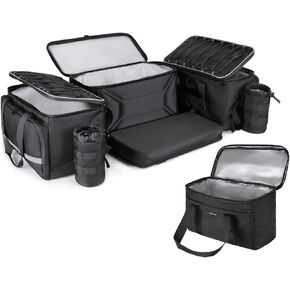 MOSISO 65L ATV Bag Set with Water Bottle Holder& 14L Cooler Pouch, 4 Wheeler Rear Rack Seat Bag with Rain Cover Compatible with Polaris Sportsman Fourtrax Can-Am Kawasaki Arctic Cat CFMOTO, Black