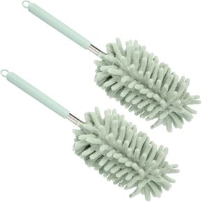 2pcs Car Interior Duster ، Soft Chenille تفصل الفرشاة مع عمود التمديد ، أداة Duster طويلة القابلة للغسل لنافذة تنفيس Dash ، لوازم تنظيف السيارات المنزلية العالمية (الوردي)