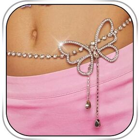 CanB Butterfly Waist Chain Rhinestone Waist Chains Belt Crystal Waist Accessories for Women
