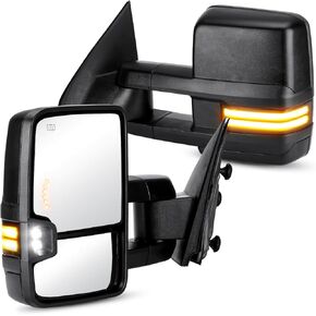 Towing Mirrors Rear View Mirrors fit for 2014-2018 Chevy Silverado GMC Sierra 1500 2500 HD 3500 HD Power Heated Side Mirror with Turn Signal Running Light