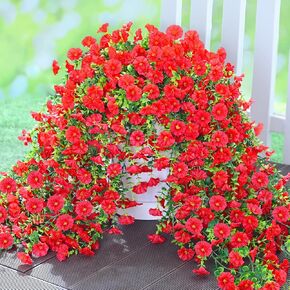 Artificial Flowers for Outdoors, Fake Hanging Flowers for Decoration, UV Resistant Artificial Outdoor Plants, 2 Pcs Artificial Petunias for Outdoors Garden Patio Porch Yard Decoration, Purple