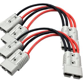 2PCS 10AWG 600V Battery Cable Connector Fit for Anderson-Plug Battery Cables Quick Connectors,Double Y Extension Adapter 6mm Automotive Cable 50 Amp With Dust cover(0.98Ft)