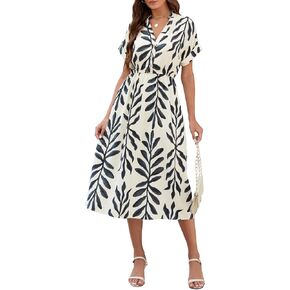Seaform Women's Long Long Dress V-فستان طباعة الأزهار الرجعية الأزهار الأنيقة فستان طويل مجهز للنساء مع خطوط شديدة التدفق