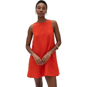 Madewell Women's Contrast-Stitch Shift Mini Dress in Linen