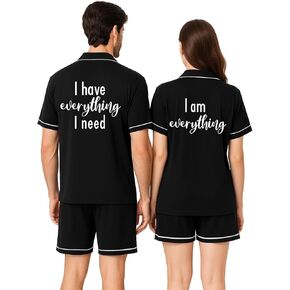 Jecery His and Hers Matching Pajamas for Couples Satin Short Sleeve Sleepwear Pjs Matching Sets Button Down Pjs Loungewear