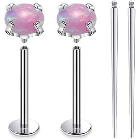 Ruifan ASTM F136 Titanium Cheek Piercing Barbell Jewelry 16G 14G داخليًا متمة لسان الظهر حلقات اللسان أوبال الصلبة من التيتانيوم مجوهرات مثقبة للنساء الرجال 14 مم 16 مم 19 ملم