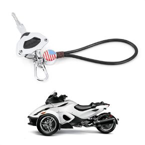 حامل المفتاح لـ Can Am Spyder ، غطاء مفتاح W/Metal Keyring Cheechain Leather Strap لـ Spyder F3 RT RTS STS RSI Keys (Flag ، Chrome)