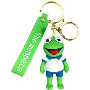 Anime Cartoon Frog Mupt Kermt Silicone Keychain, Cartoon Silica Gel Key Ring for Women, Men