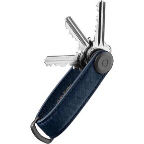 Orbitkey Saffiano Leather Key Organizer | يحمل ما يصل إلى 7 مفاتيح ، أوكسفورد البحرية