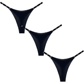 Women's Sexy Ice Silk Thongs Low Waist High Cut Bikini Underwear T Back Panties 3 Pack